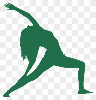 Green Colored Silhouette Women Performing Reverse Warrior - Yoga Logo Transparent Clipart