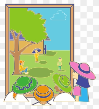 Kids Looking Out Window - Scenery Drawing For Kids Clipart