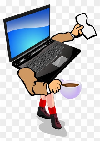 Creating An On The Go Office - Walking Laptop Clipart