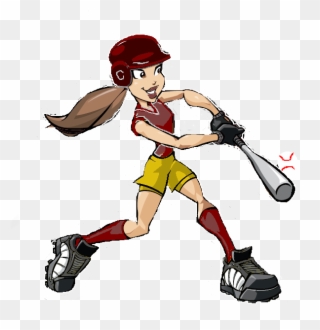 Cy Woods Athletic Booster Club - Cartoon Girl Playing Softball Clipart