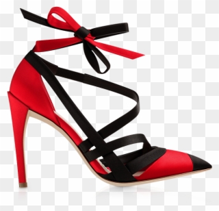 Sandale Satin Rouge Et Noir, 10 Cm - Shoe Clipart