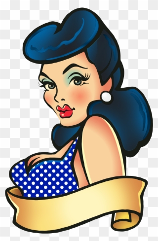 Picture Royalty Free Black Hair Bettie Bang Paige Style - Old School Pin Up Tattoos Clipart