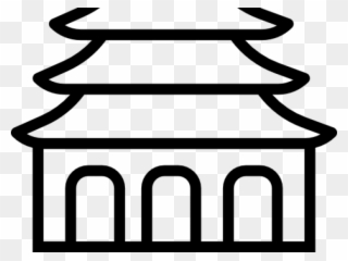 Temple Clipart Transparent - Buddhist Temple Cartoon Black And White - Png Download