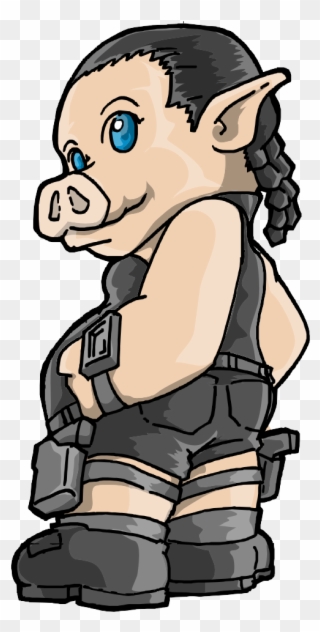 Lara Pork Of Pork Raider - Cartoon Clipart