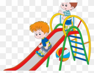 Playground Clipart Preschool - Kids Slide Cartoon - Png Download