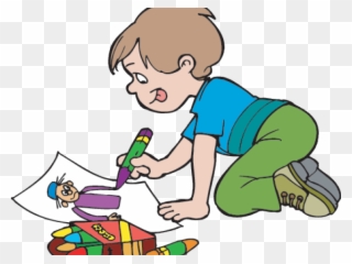 Outside Clipart Outdoor Fun - Little Boy Drawing - Png Download