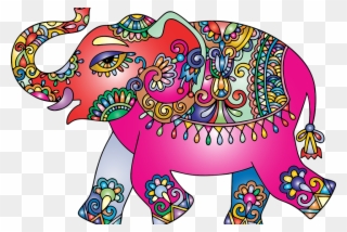 Blogging Clipart Research Finding - Colorful Cartoon Indian Elephant - Png Download