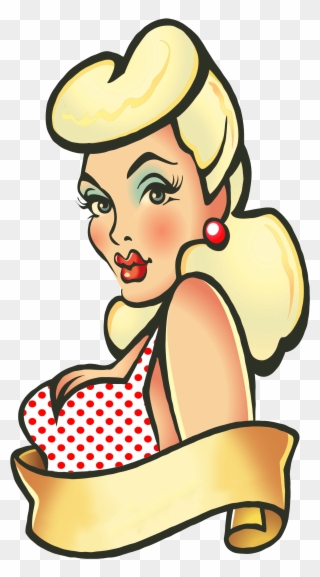 Black Hair Bettie Bang Paige Style - Cartoon Rockabilly Pin Up Girl Clipart