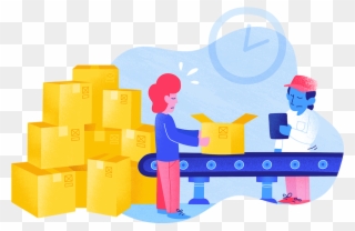 Two Factory Workers Working On An Assembly Line - Play Clipart