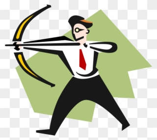 Vector Illustration Of Businessman Taking Aim With - Objective Cartoon Clipart