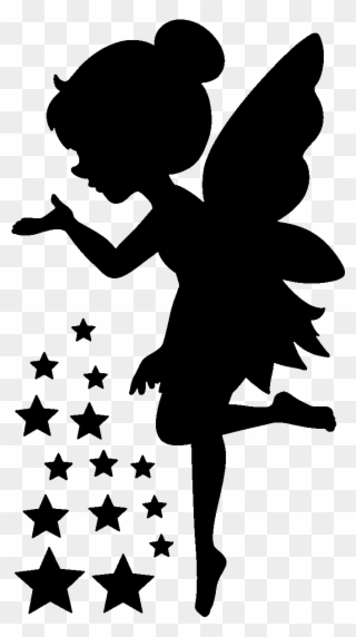 Sticker Enfant Fee Et Les Etoiles Ambiance Sticker - Fairy Vector Silhouette Clipart
