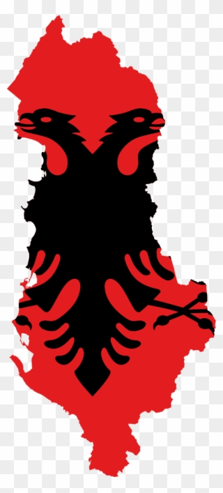 Flag Map Of Albania - Albania Flag And Map Clipart