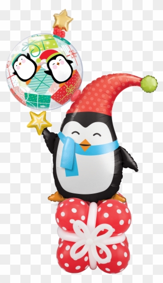 Penguin Christmas Balloon Pedestal - Balões Qualatex Natal Clipart