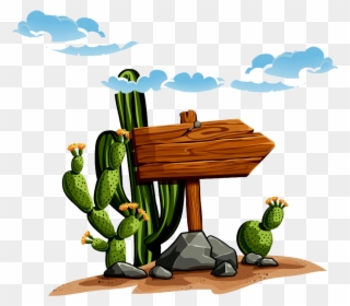 Cactaceae Desert Clip Art - Cactus Desert Cartoon - Png Download