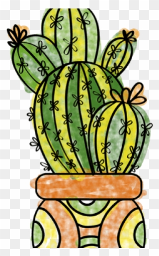 Drawn Pot Plant Hand Drawn - Cactus Y Suculentas Dibujos Png Clipart
