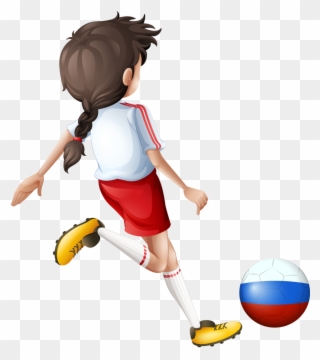 Girl Playing With Israel Soccer Ball Flag Game, Soccer - Girl Playing Football Png Clipart