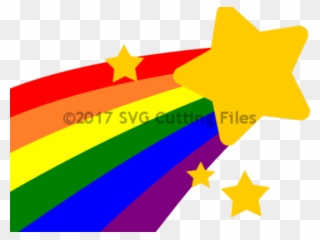 Falling Stars Clipart Rainbow - Rainbow Shooting Star Clipart - Png Download
