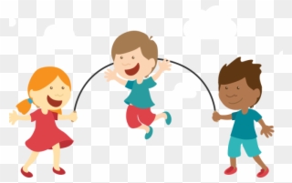 Kids Play - Rope Skipping In Cartoon Clipart