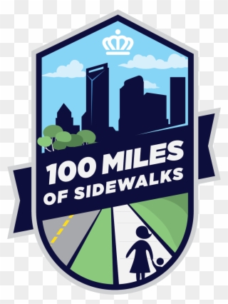 Celebrating 100 Miles Of Sidewalk & - Charlotte Crown Clipart