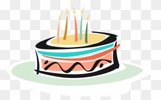 Birthday Cake Lit Candles Image Illustration Of - Birthday Cake Clipart