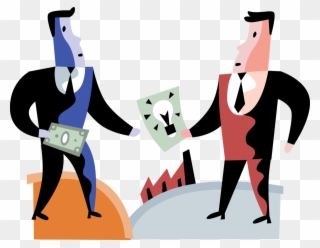 Vector Illustration Of Businessman Pays Cash Money - Cartoon Clipart