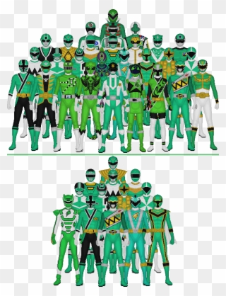 All Super Sentai And Power Rangers Greens By Taiko554 - Super Sentai All Green Clipart
