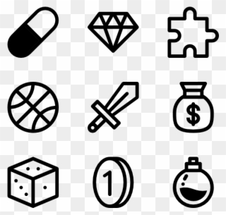 Linear Gaming Icons - Hippies Icon Clipart
