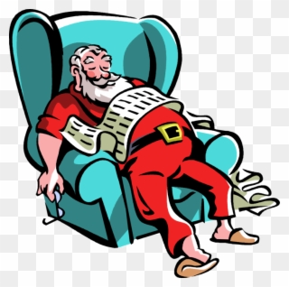 Vector Illustration Of Santa Claus Takes Break Resting - Santa Asleep In Chair Clipart
