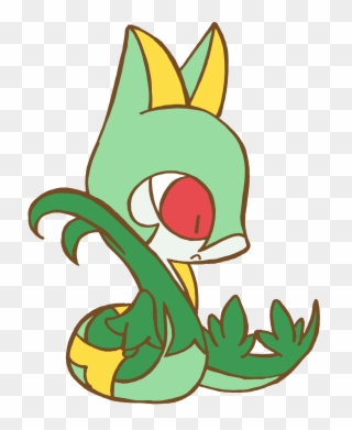 Green Leaf Clip Art Flower Fictional Character - Pokemon Serperior Chibi - Png Download