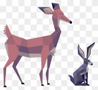 Jpg Black And White Stock D Low Poly Concept Deer And - 2d Low Poly Character Clipart