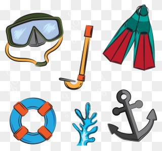 Goggles Clipart Swimming Flipper - Underwater Diving - Png Download