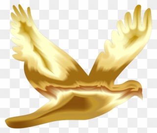 Gold Flying Dove Silhouette No Background 800px - Dove Png No Background Clipart