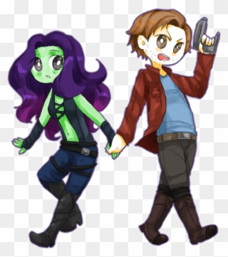 Guardians Of The Galaxy Clipart Nebula - Peter Quill And Gamora Fan Art - Png Download