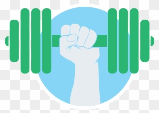 Circular Icon Depicting A Hand Holding Up A Dumbell - Strengthening Icon Clipart