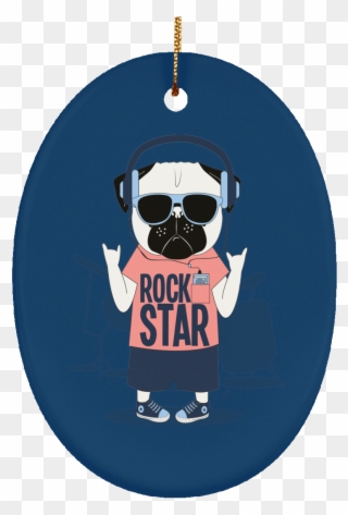 Rockstar Pug Christmas Ornaments - Pug Clipart