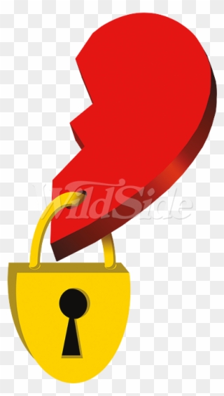Split Heart With Lock - Emblem Clipart