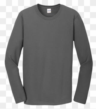 Free T Shirt Template - Gildan Charcoal Grey Long Sleeve Clipart