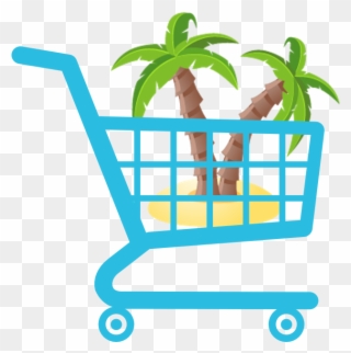 Graphic Of Island And Palm Trees Inside A Shopping - Shopping Cart Logo Png Clipart