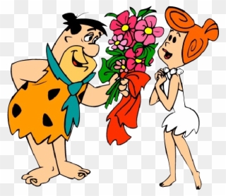 Flintstones Characters Cartoon Images Png Flintstones - Fred Flintstone With Flowers Clipart