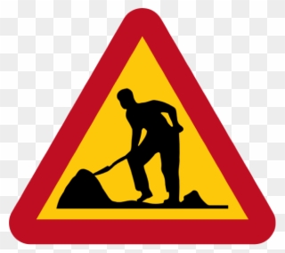 An 'under Construction' Sign, Depicting The Silhouette - Pedestrian Crossing Clip Art - Png Download