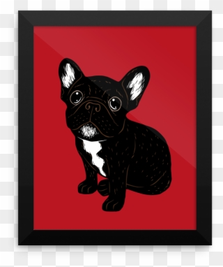 Cute Brindle Frenchie Puppy Framed Poster Brindle French - French Bulldog Clipart
