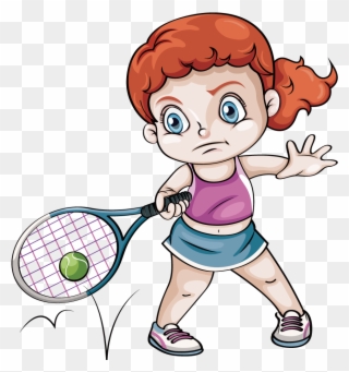 Tennis Racket Clipart At Getdrawings Com Free For Personal - Girl Playing Tennis Drawing - Png Download