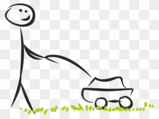Stick Figure Mowing Lawn Clipart