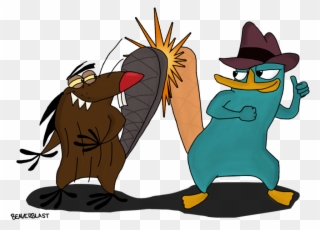 Beaver-tail Slap Colored By Beaverblast On Clipart - Perry The Platypus And Beaver - Png Download