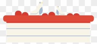 Birds Sitting On A Roof - Illustration Clipart