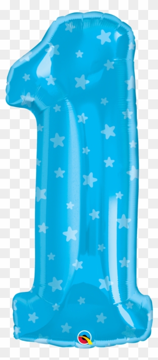 Blue Stars Number One Balloon - Inflatable Clipart