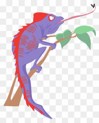 Red, Purple, Branch, Fly, Colors, Leaves, Chameleon - Lizard Eating Clipart - Png Download