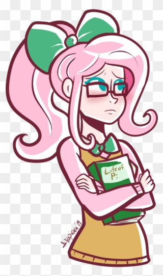 Php52, Book, Bow, Flattershy, Fluttershy, Glasses, - Cartoon Clipart