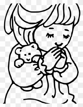 Child Praying Drawing Coloring Page Bitslice Me To - Easy Drawing Of Girl Praying Clipart