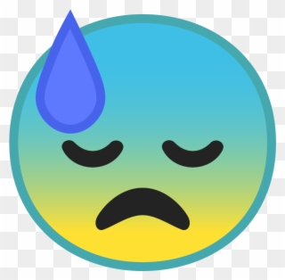 Downcast Face With Sweat Icon - Emoji Clipart